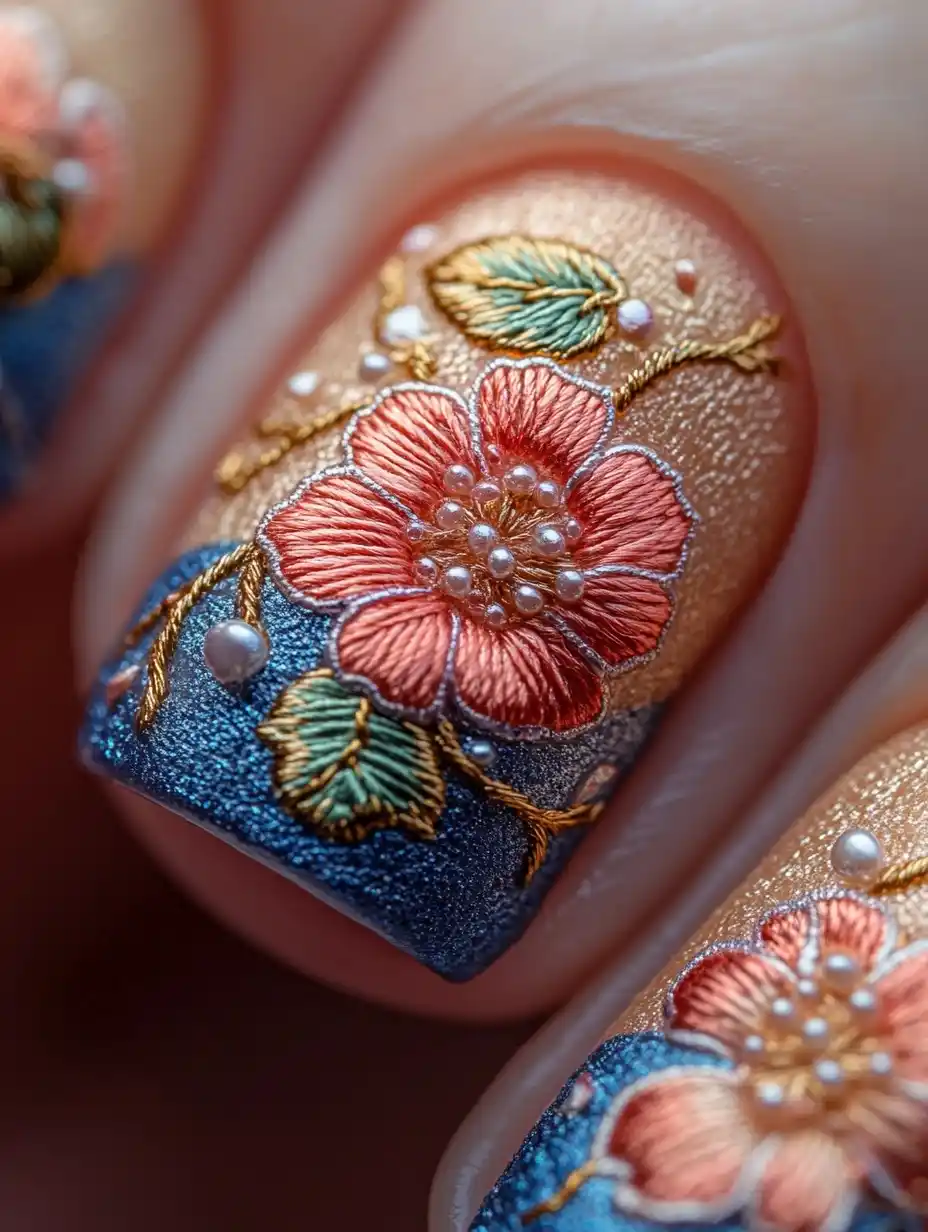 Embroidered Cheongsam Nail Art Midjourney提示词