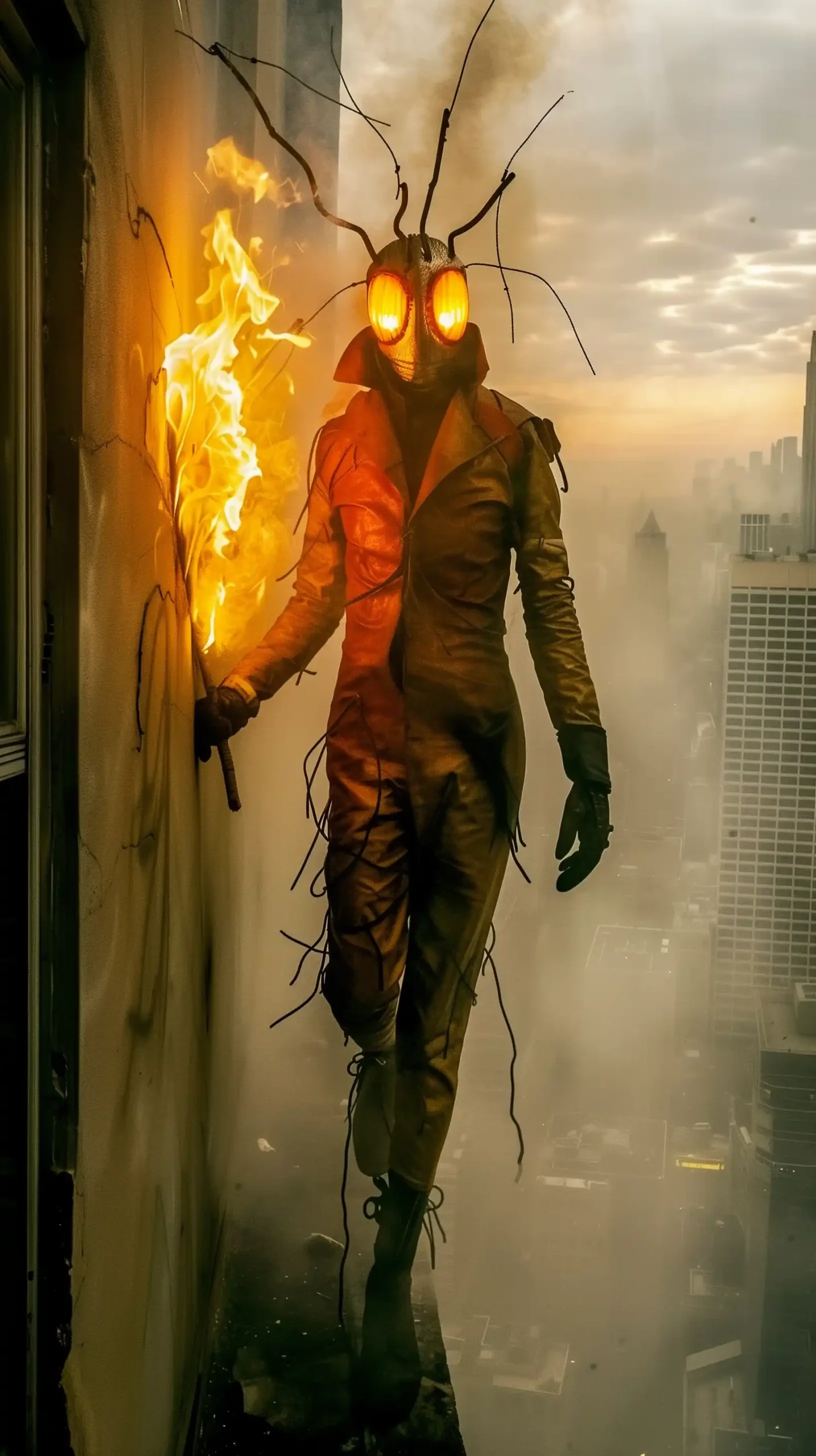 Insect Ant Flamethrower Rooftop Midjourney提示词
