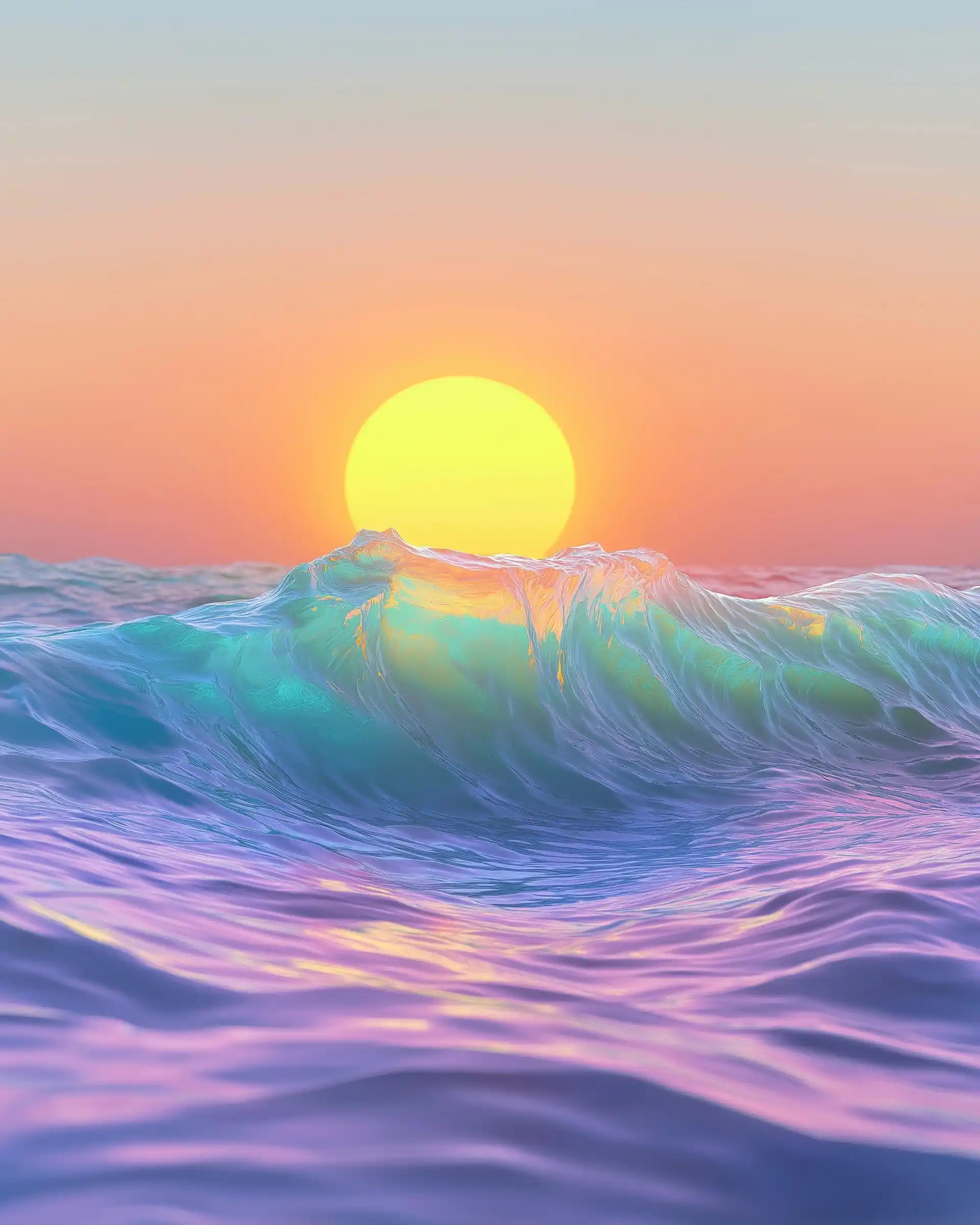 Hyper-Realistic Rainbow Wave Midjourney提示词