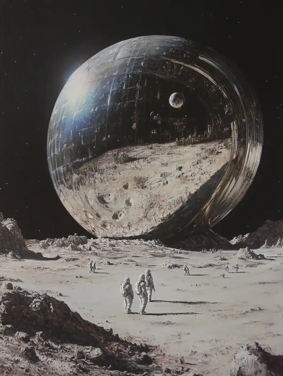 Futuristic Lunar Cityscape Midjourney提示词