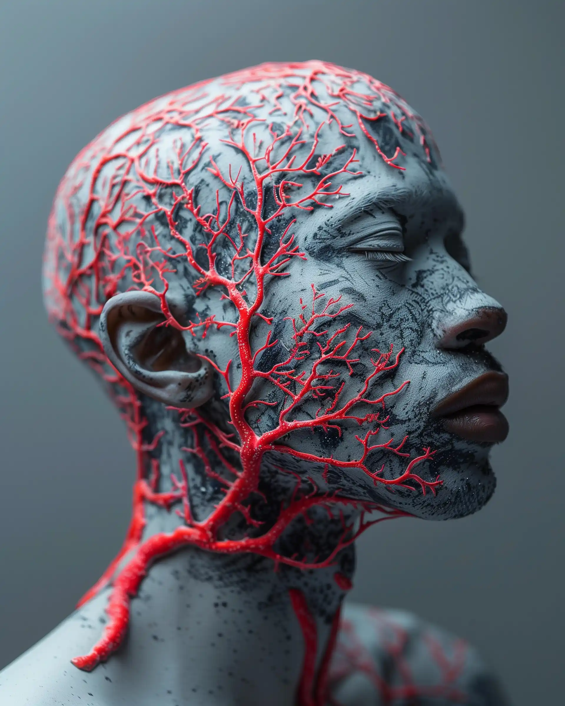 Coral-Textured Model Portrait Midjourney提示词