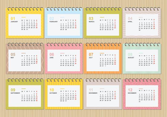 免费桌面日历2018年与软颜色模板插图