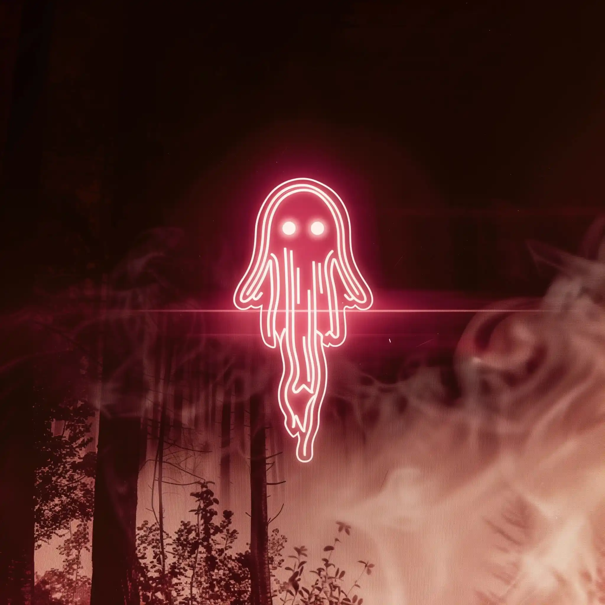 Neon Ghost Logo Chaos Midjourney提示词