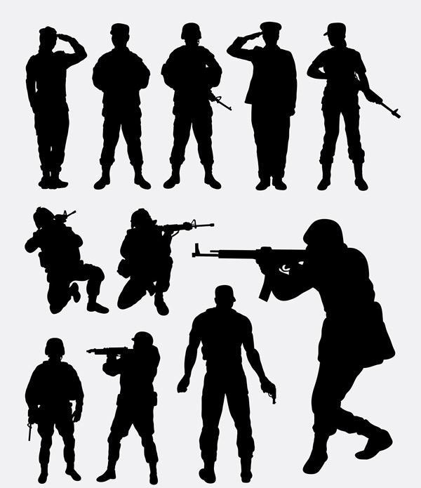 士兵剪影矢量