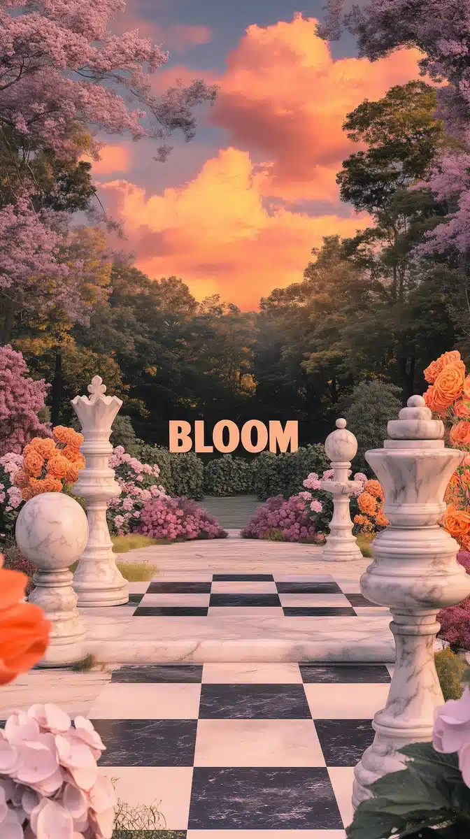 Rococo Chessboard with Bloom Midjourney提示词