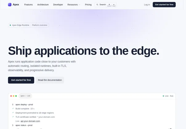 Next.js SaaS开发者平台模板（Apex），Apex — Next.js SaaS & Developer Platform Template