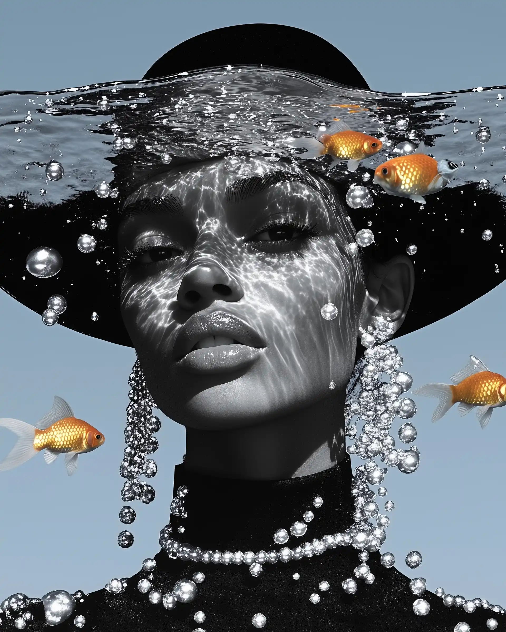 Aquarium Hat Fashion Portrait Midjourney提示词