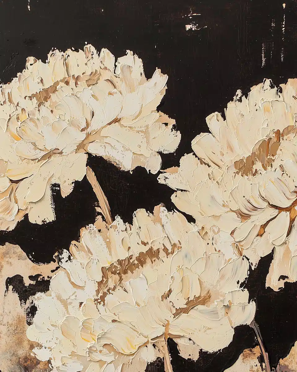 Impressionist Cream Mums Painting Midjourney提示词