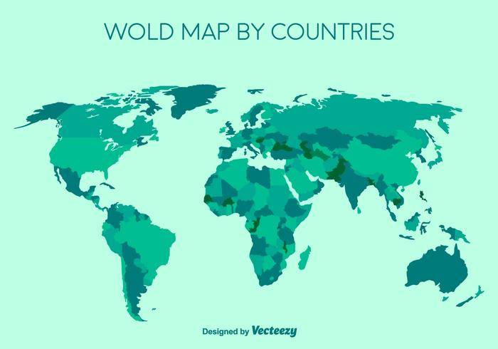矢量详细的绿色世界地图