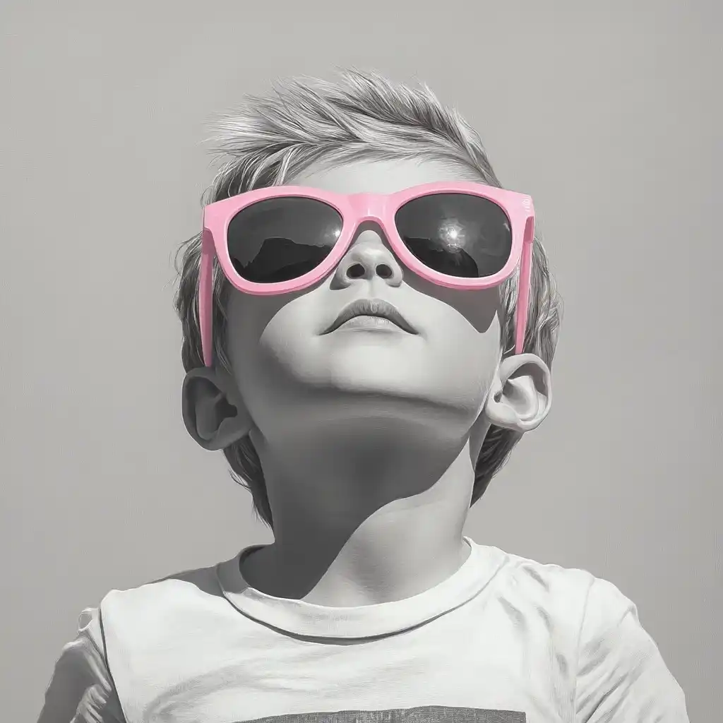 Grayscale Boy in Sunglasses Midjourney提示词