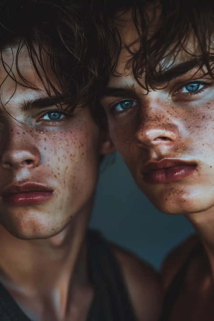 Athletic Duo in Dramatic Lighting Midjourney提示词