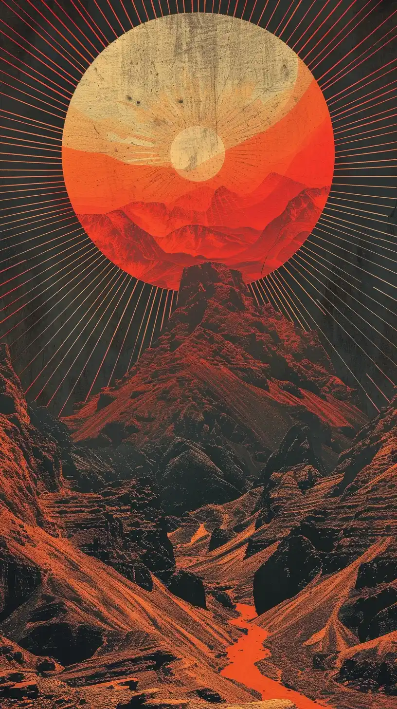 Experimental Sunrise Fractals Midjourney提示词