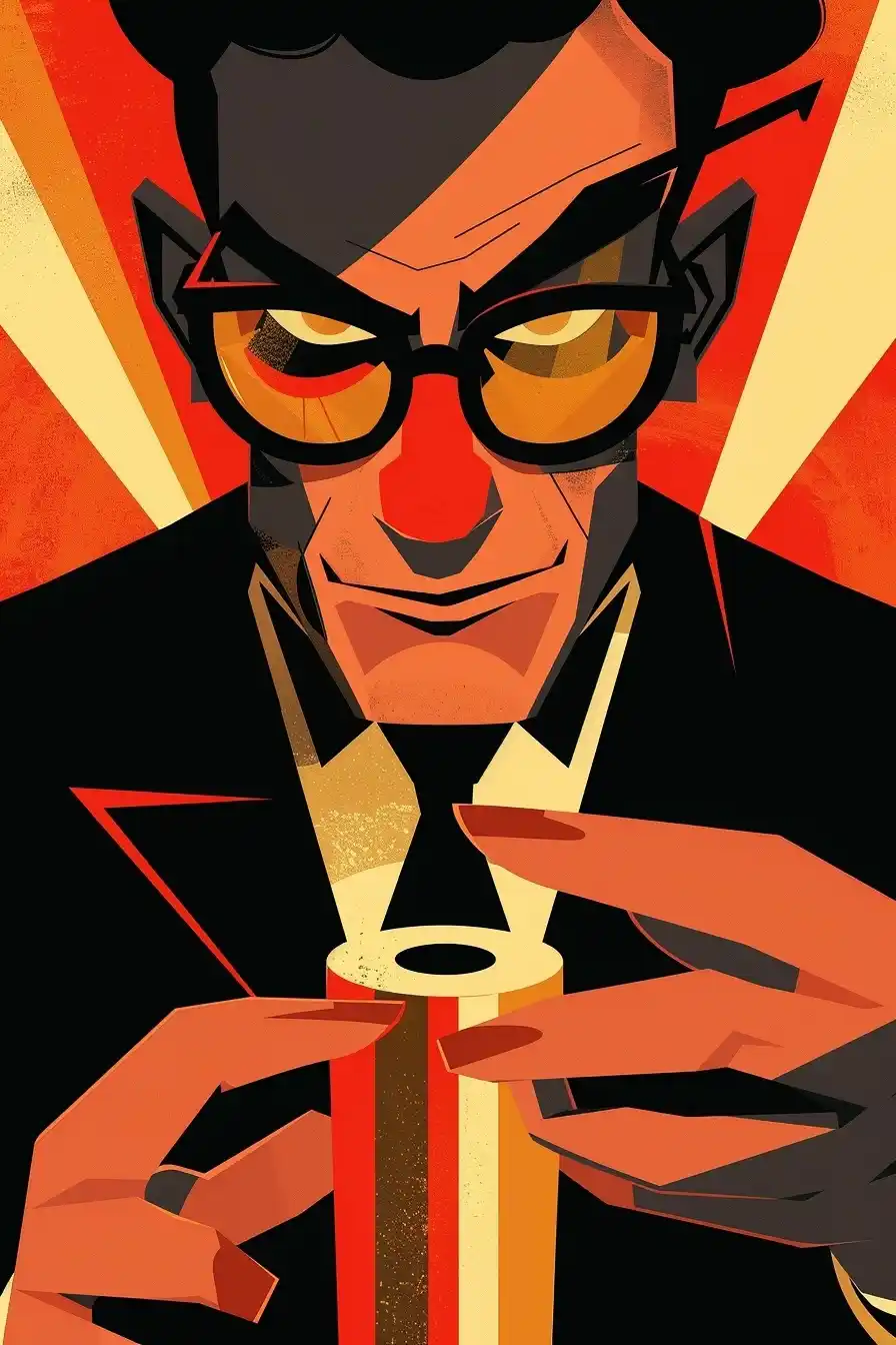 Cunning Man with Gold Toilet Paper Midjourney提示词