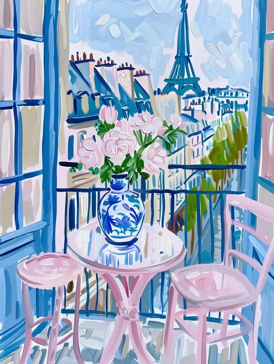 Matisse-Inspired Paris Balcony Midjourney提示词