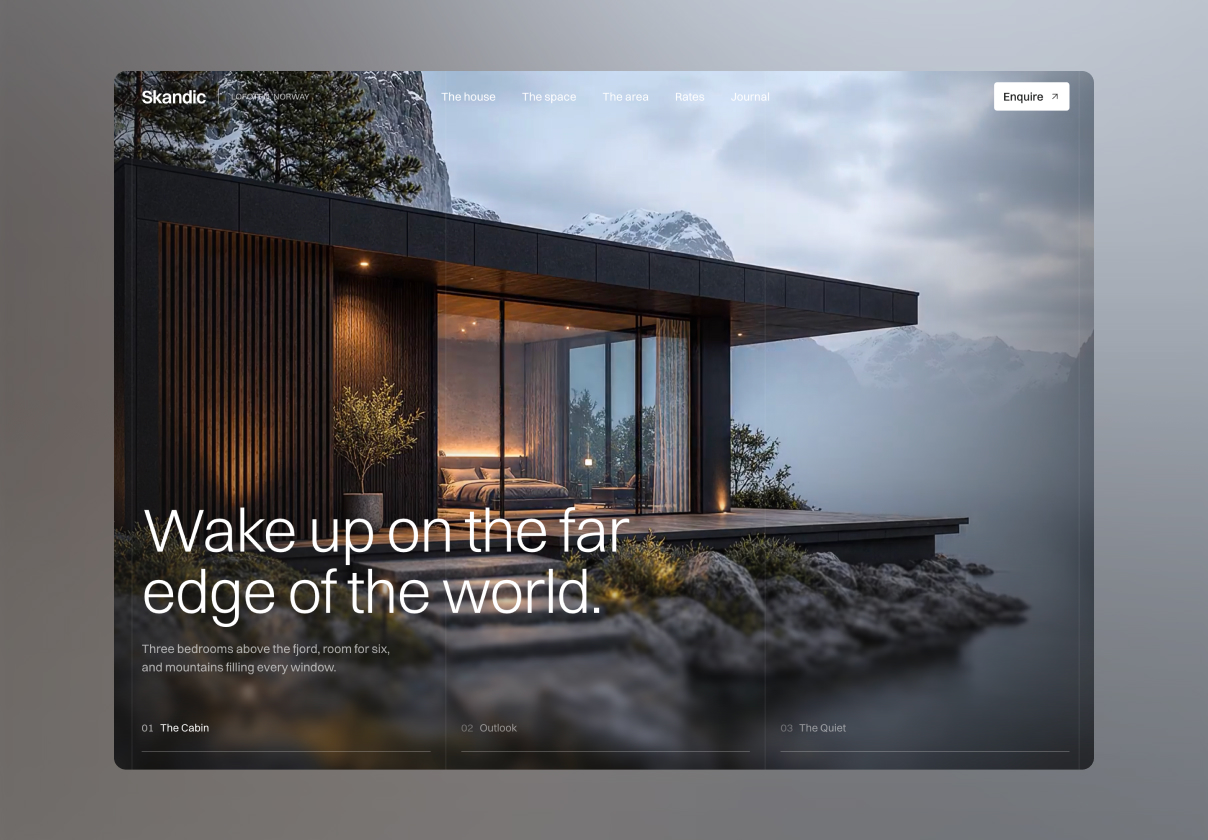 度假木屋短租Framer模板（Skandic），Skandic — Home Rental Website Template