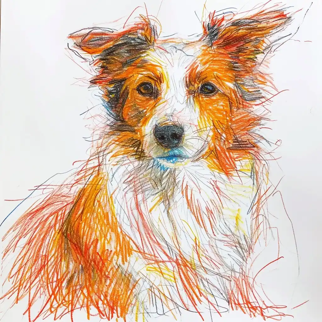 Juvenile Collie Sketch Midjourney提示词