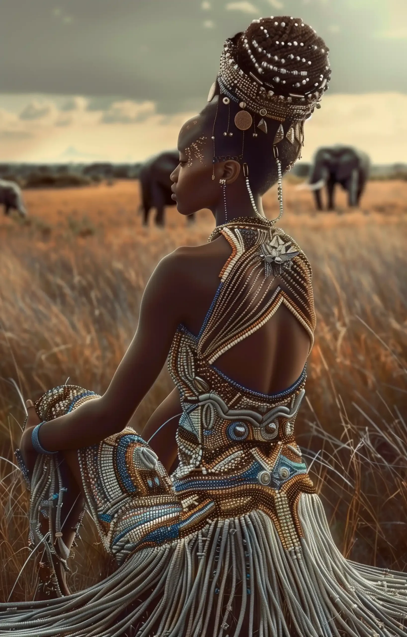 Futuristic African Fashion Safari Midjourney提示词