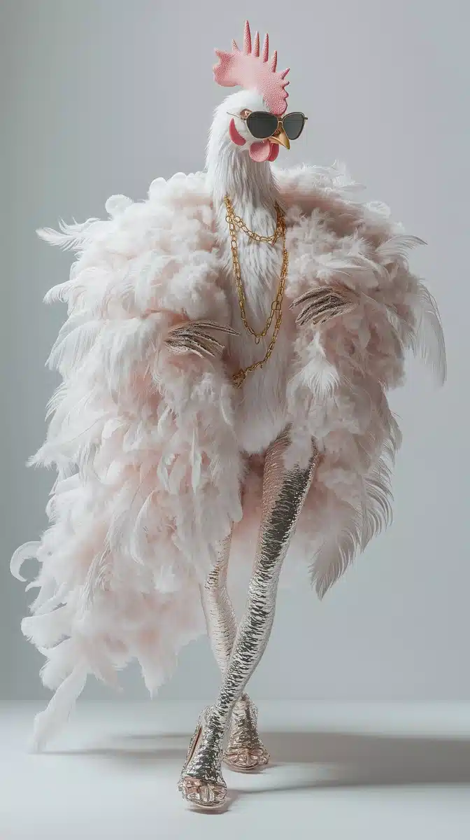 Fashionable Chicken in 3D Midjourney提示词
