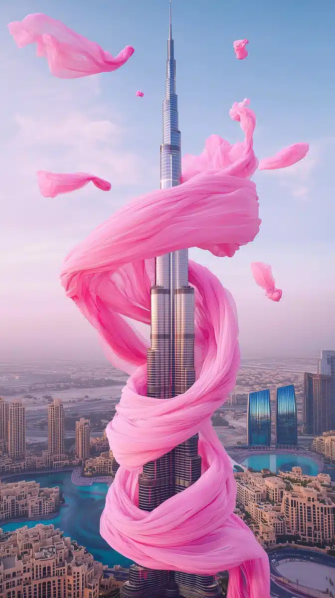 Burj Khalifa with Organza Ribbons Midjourney提示词