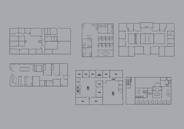 办公室平面图矢量包
