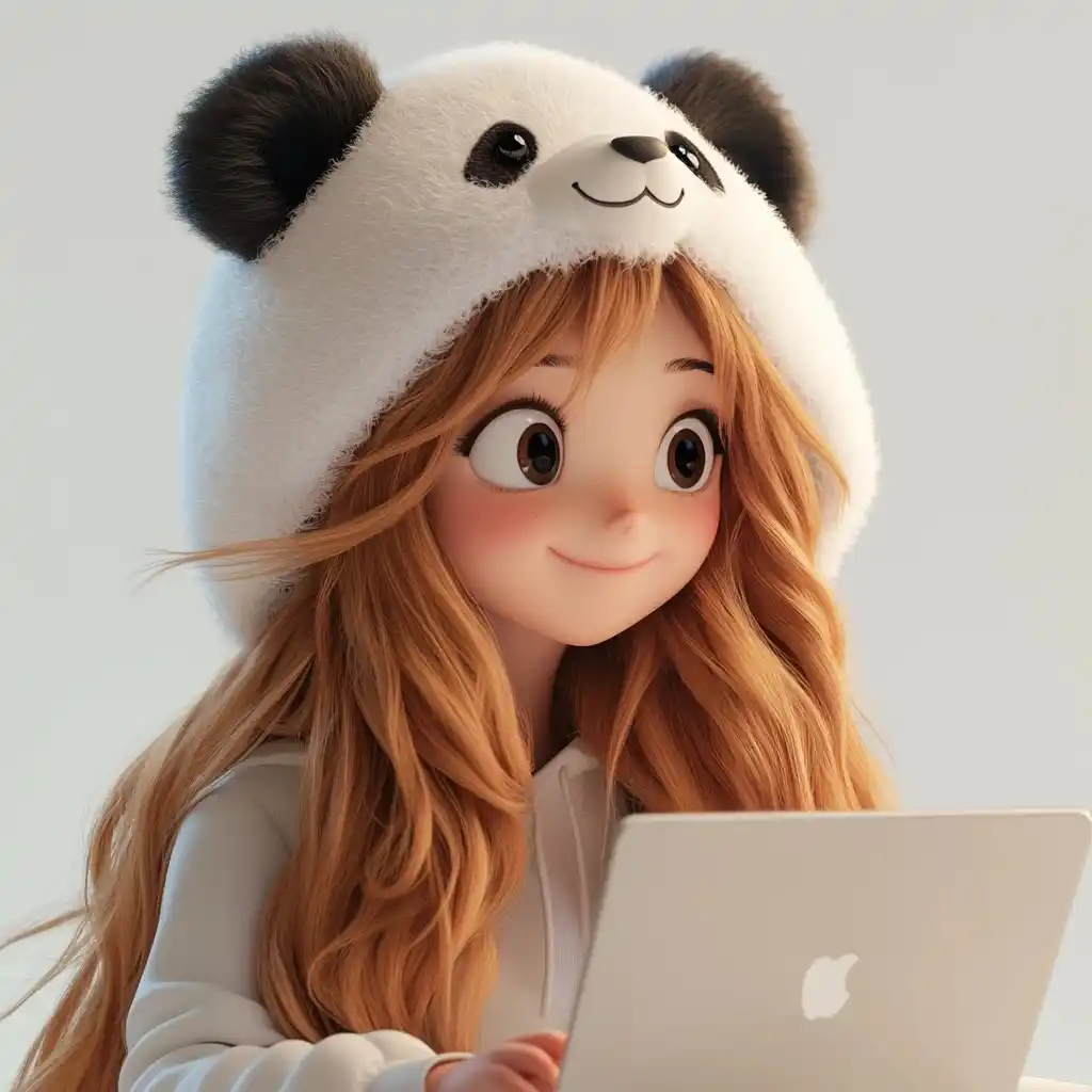 Disney 3D Girl with Laptop Midjourney提示词