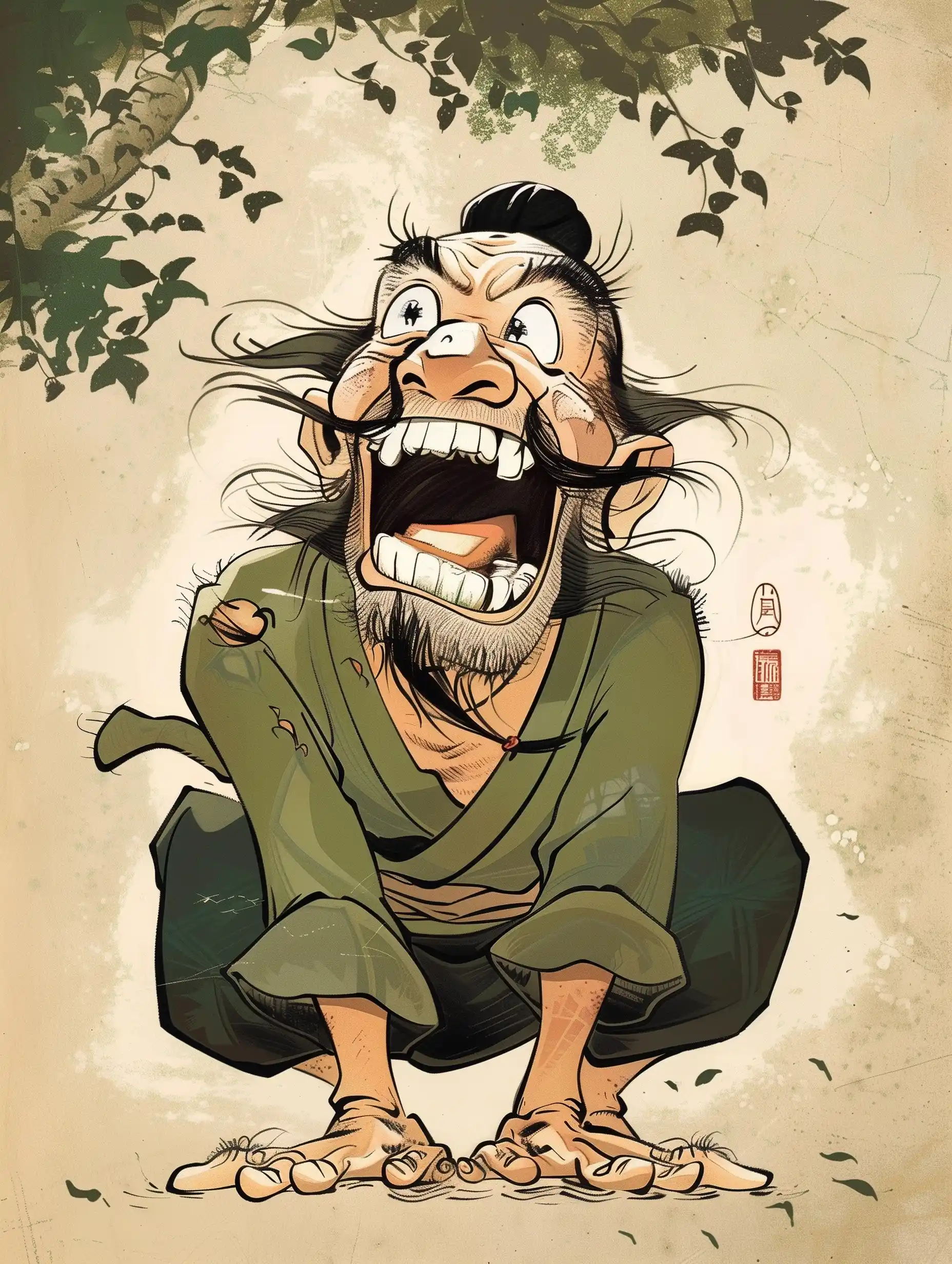 Exaggerated Zhong Kui Comic Midjourney提示词