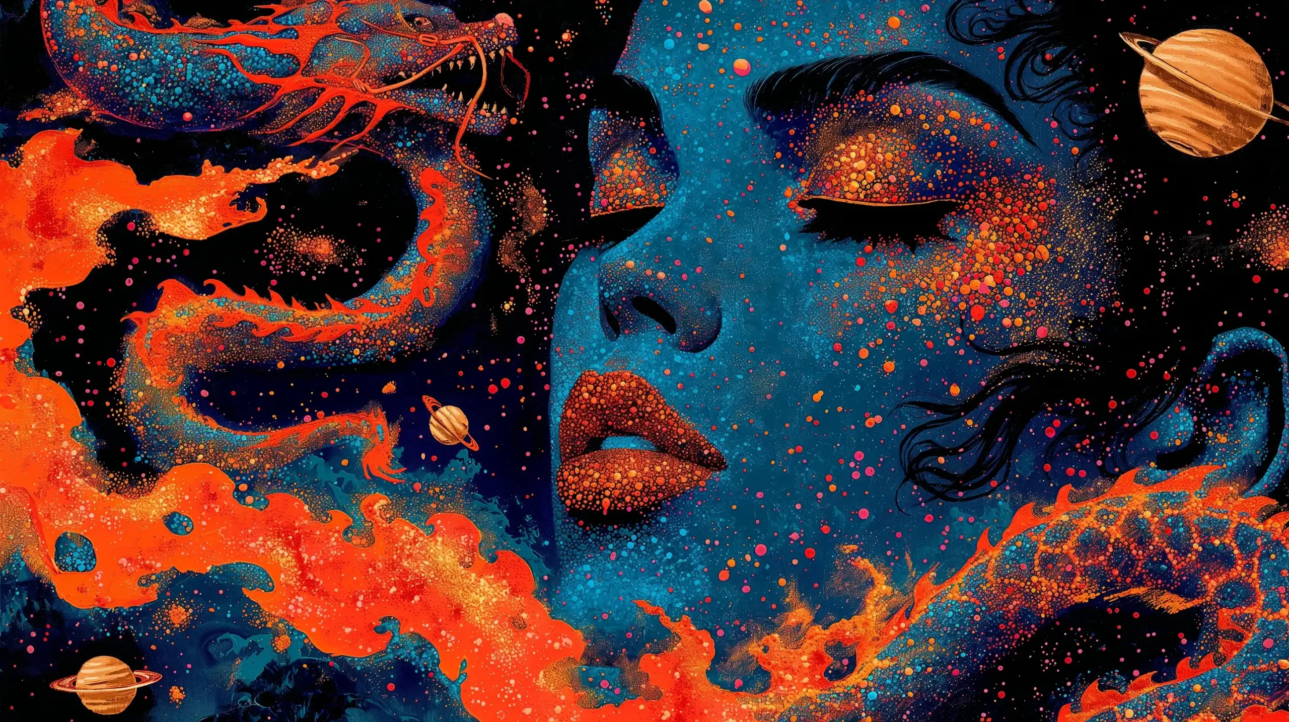 Astral Dragon Woman Portrait Midjourney提示词
