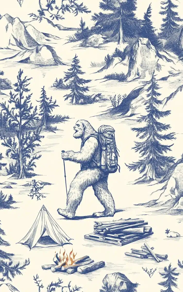 Sasquatch Hiking in Toile Midjourney提示词