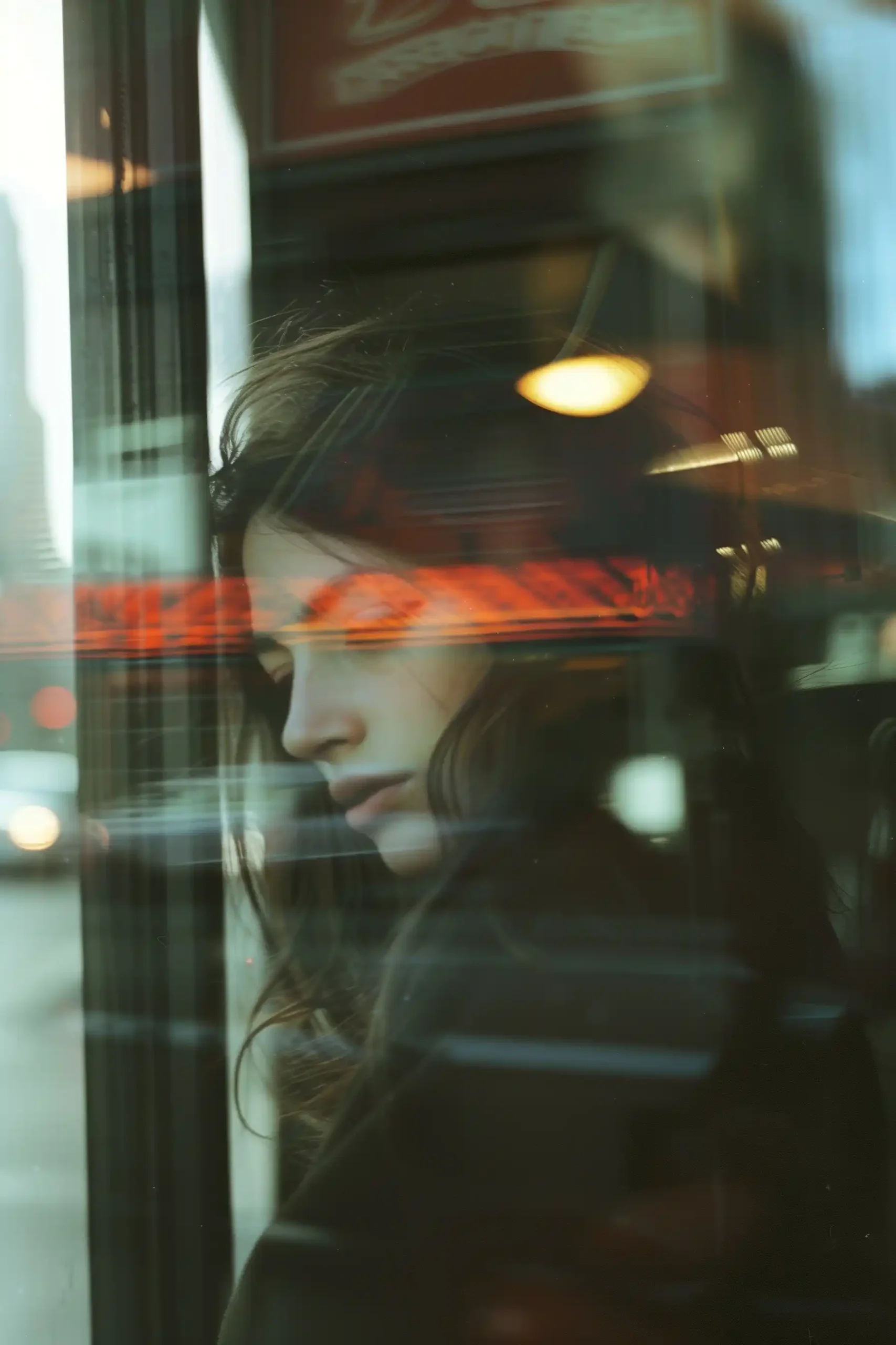 Cinematic Woman in Window Midjourney提示词