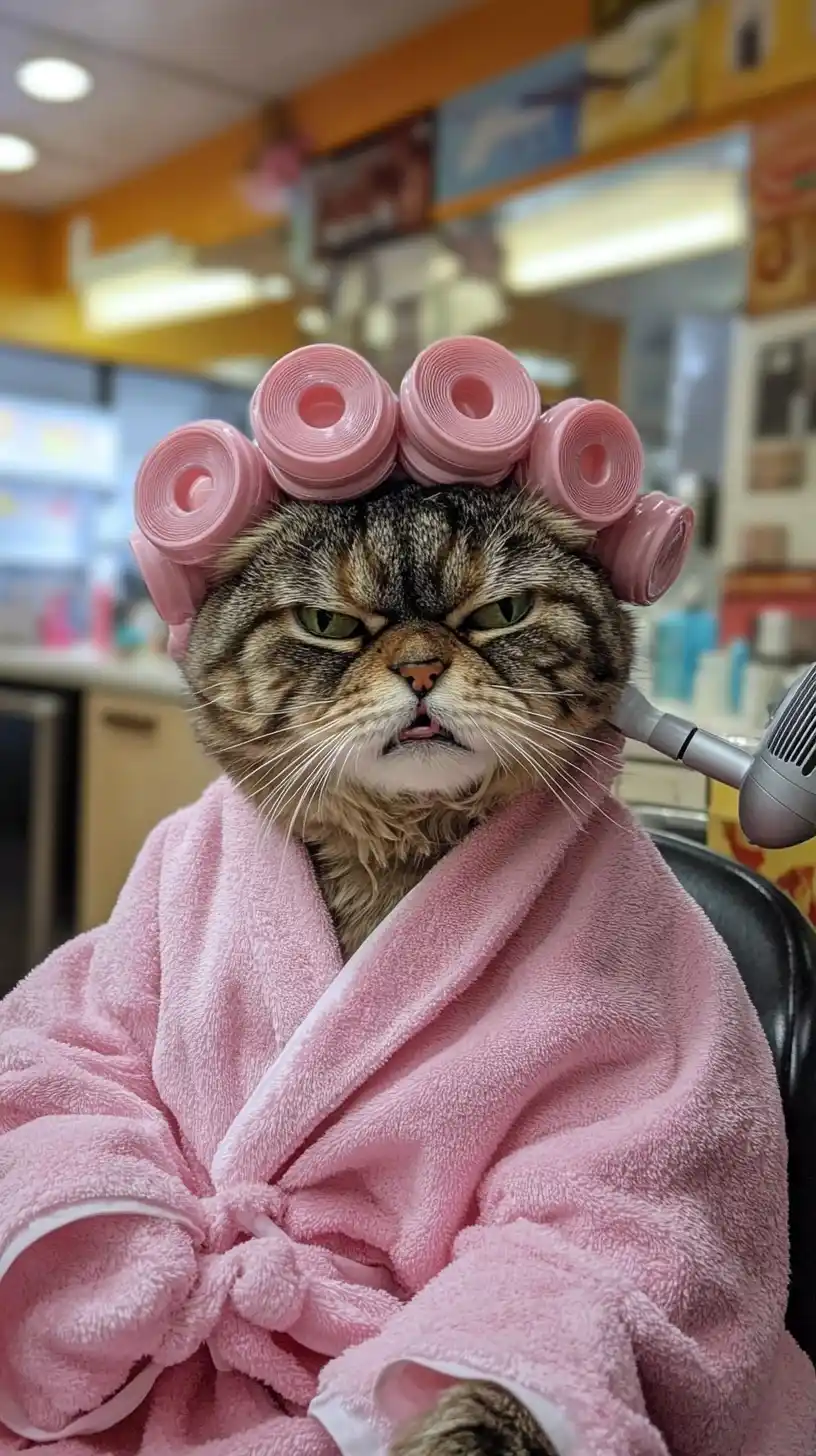 Angry Cat in Salon Midjourney提示词