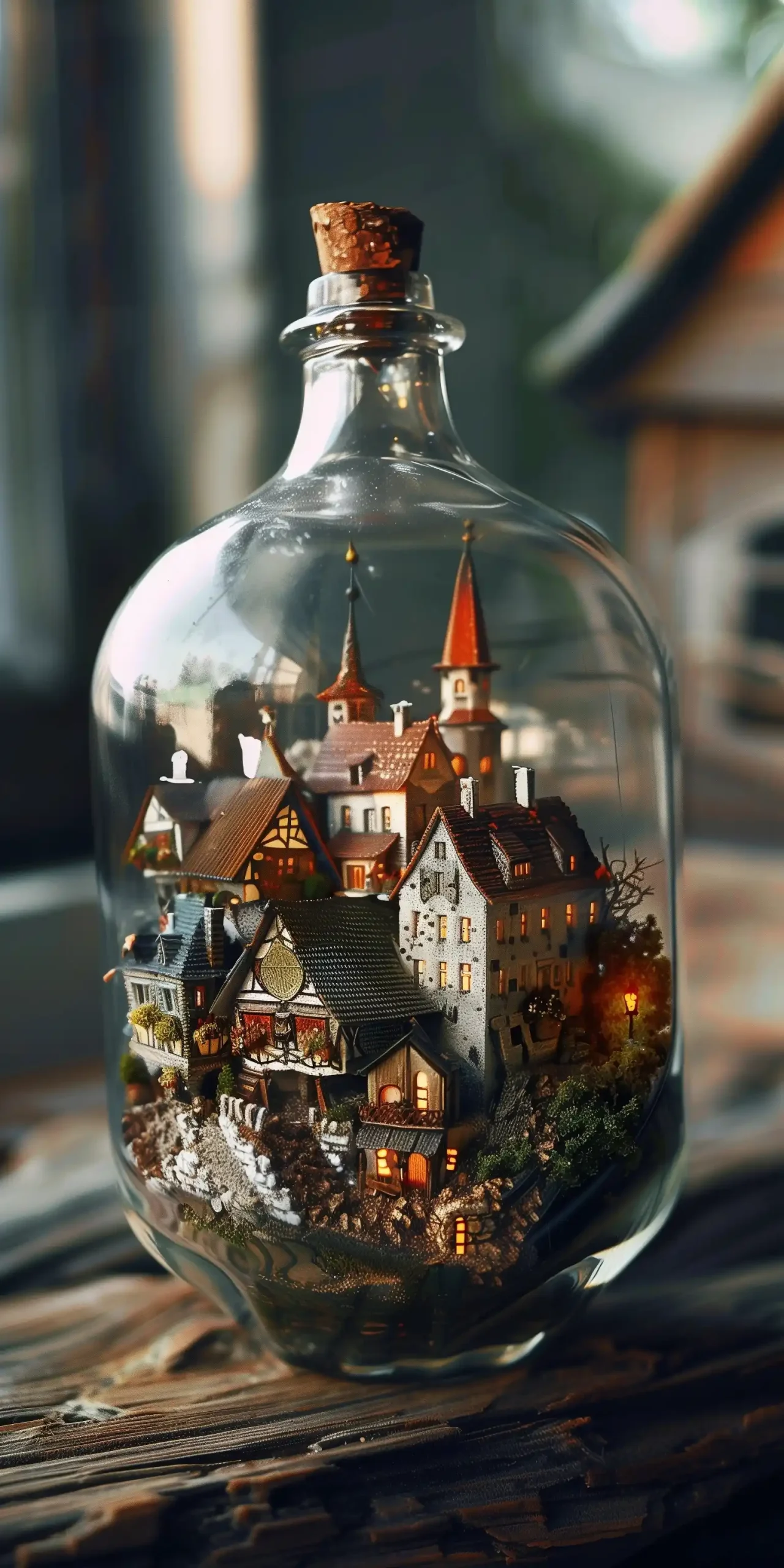 Miniature Town in Glass Midjourney提示词