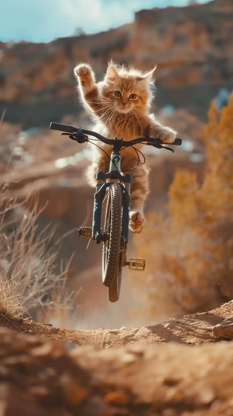 Cinematic Kitten Biker Midjourney提示词