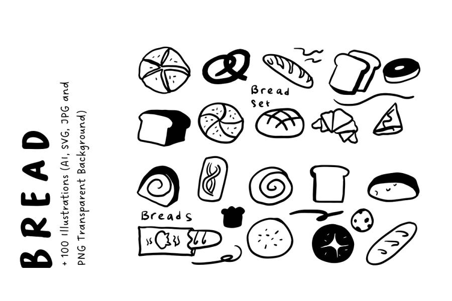 +100 Bread & Bakery Illustration