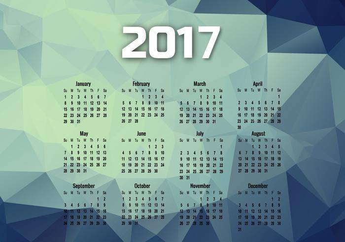 与2017个月的2017年日历