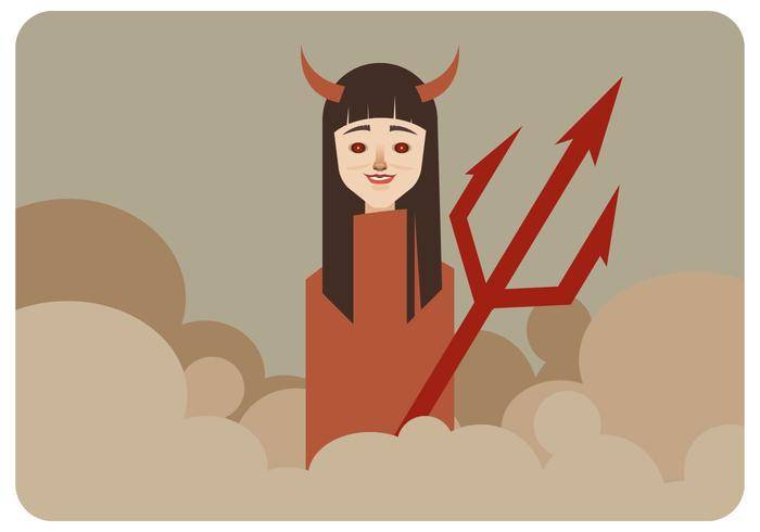 魔鬼角向量的女孩