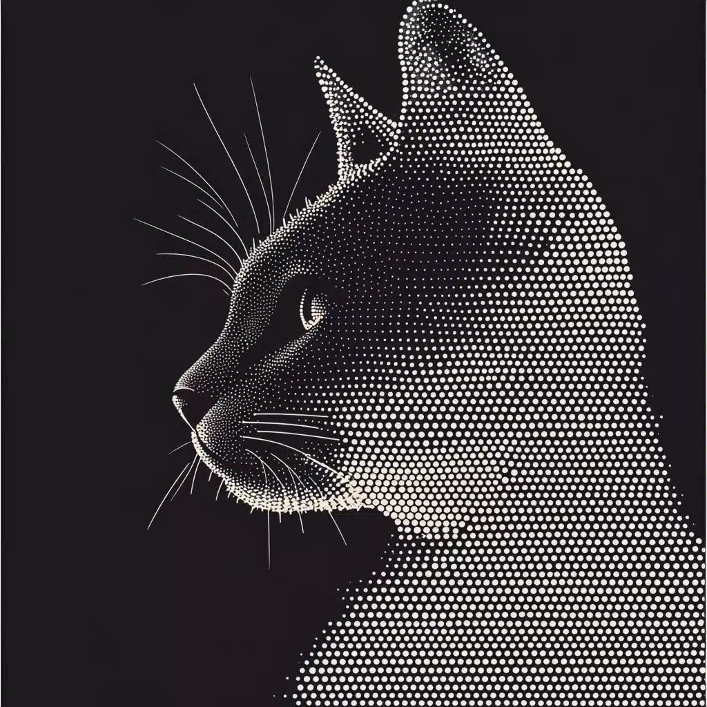 Geometric Cat in Dots Midjourney提示词