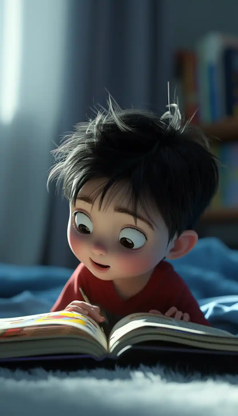 Disney Toon Kid Reading Midjourney提示词