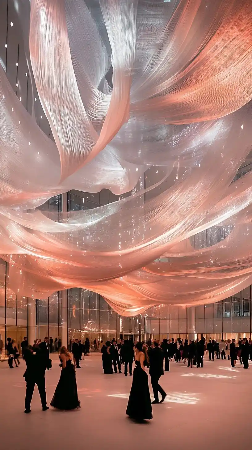 Floating Canopy in Hall Midjourney提示词