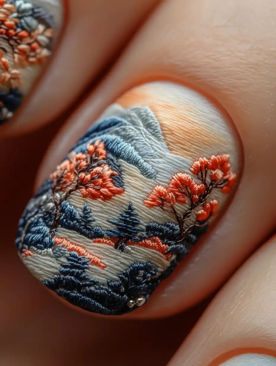 Silk Embroidery Nail Art Midjourney提示词