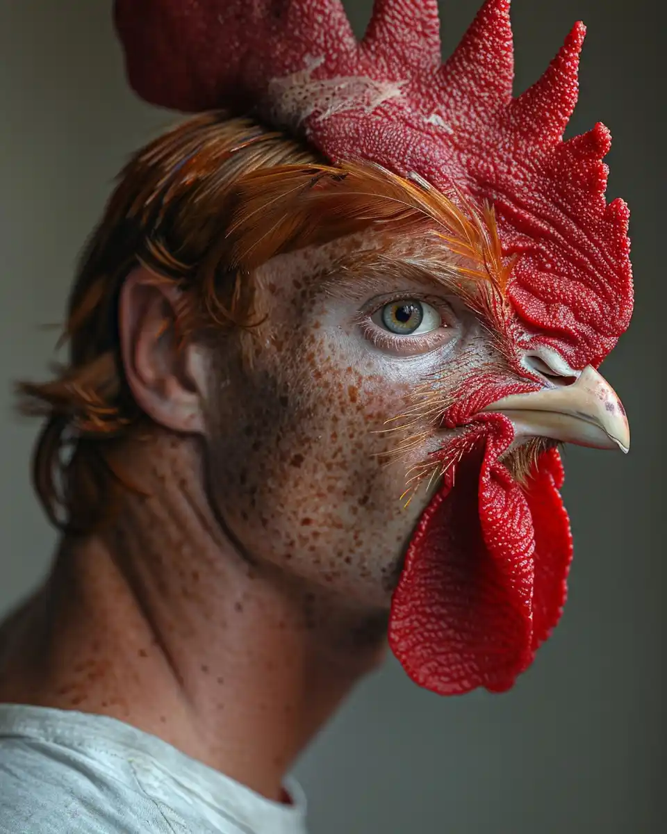 Hybrid Rooster Man Portrait Midjourney提示词