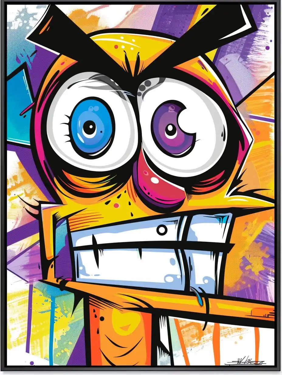 Graffiti Cartoon Character Square Midjourney提示词