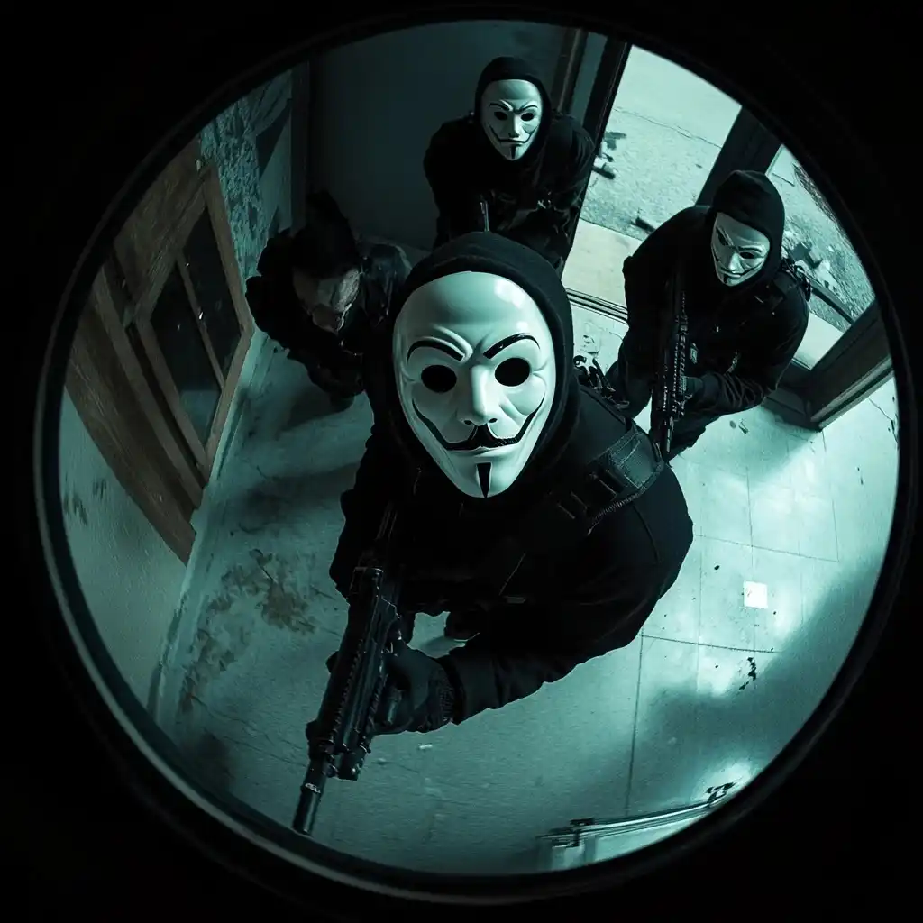 Night Vision Fisheye Killers Midjourney提示词