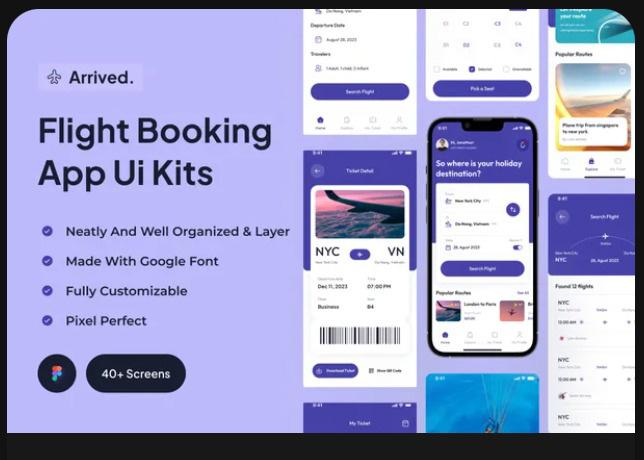 Arrived - Flight Booking App Ui Kits