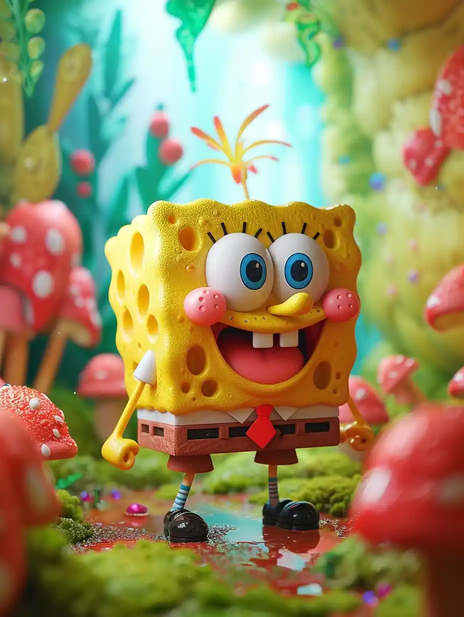 Crafted SpongeBob Sunshine Midjourney提示词
