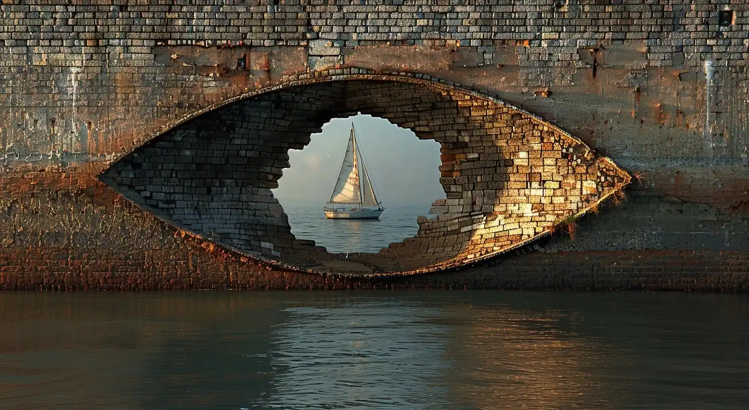 Anamorphic Sailboat Hublot Midjourney提示词