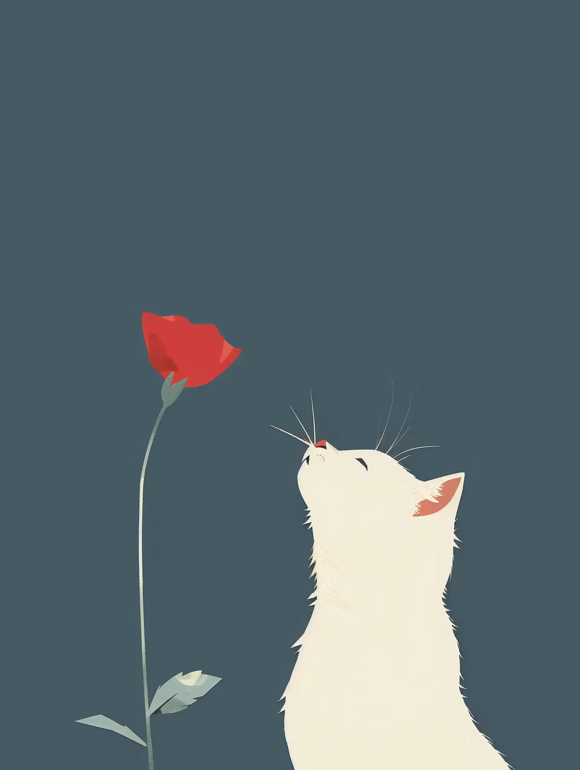 Minimalist Cat Flower Midjourney提示词