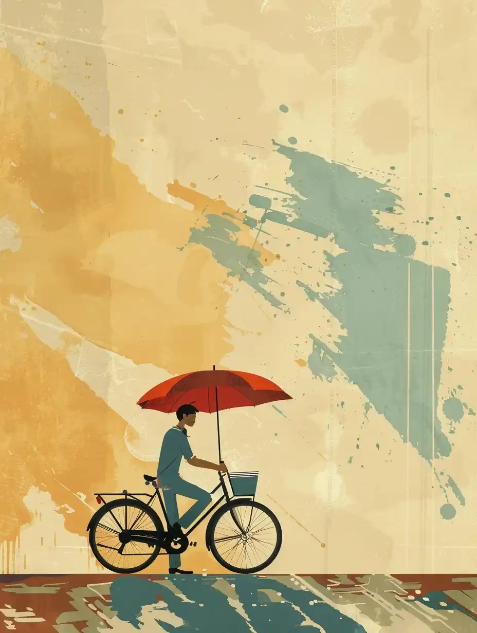 Minimalist Bicycle Illustrator Midjourney提示词