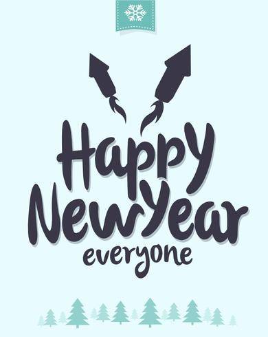 冬天新年快乐矢量