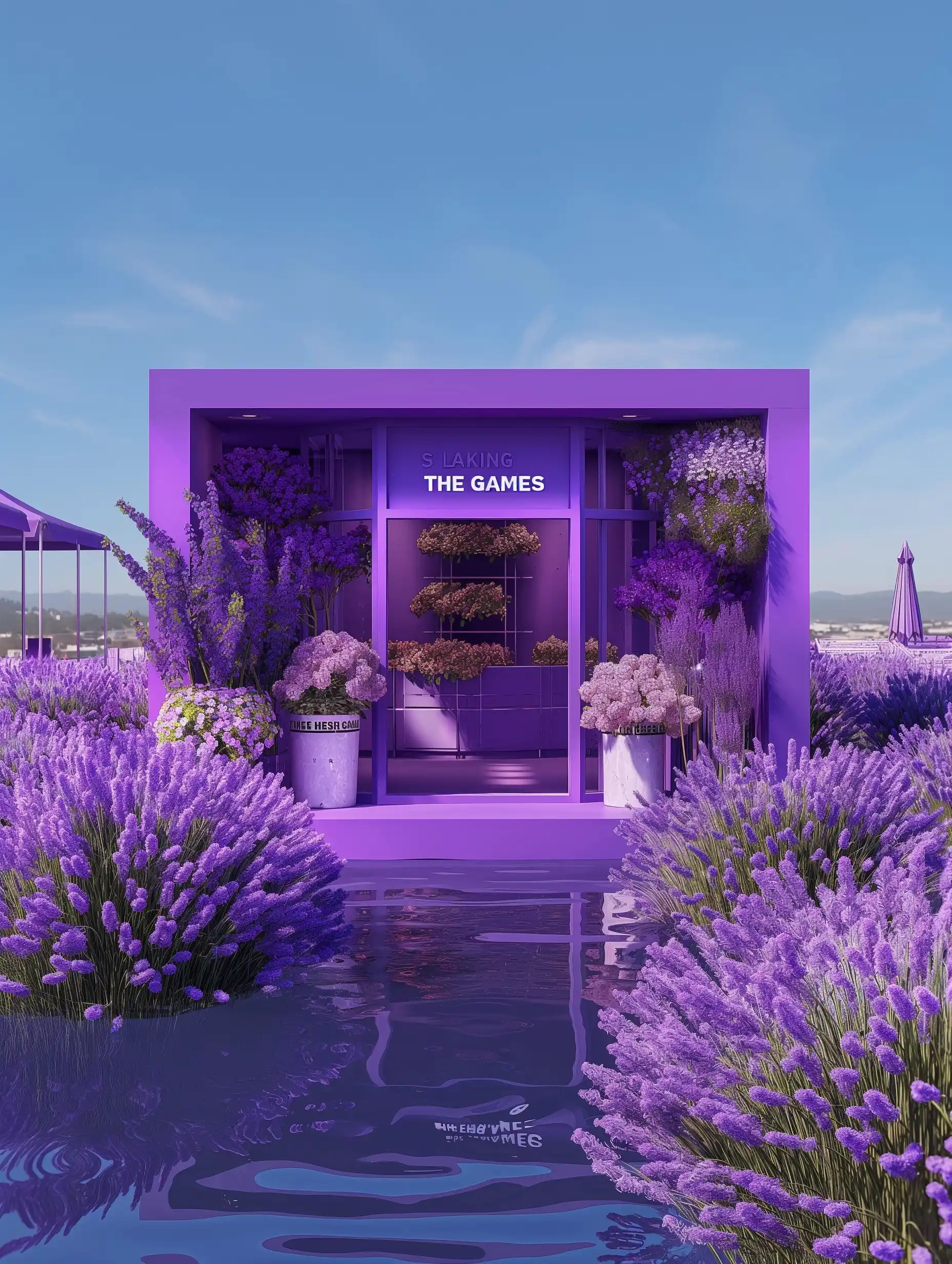Purple Flower Store Oasis Midjourney提示词