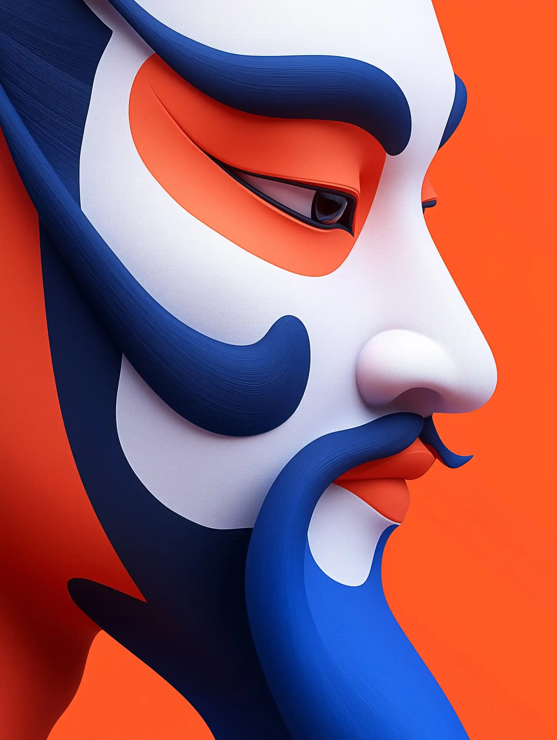 Chinese Man with Opera Mask Midjourney提示词